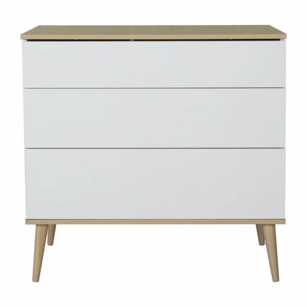 Commode 3 tiroirs flow white et oak Quax