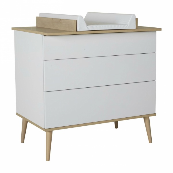 Commode 3 tiroirs flow white et oak Quax