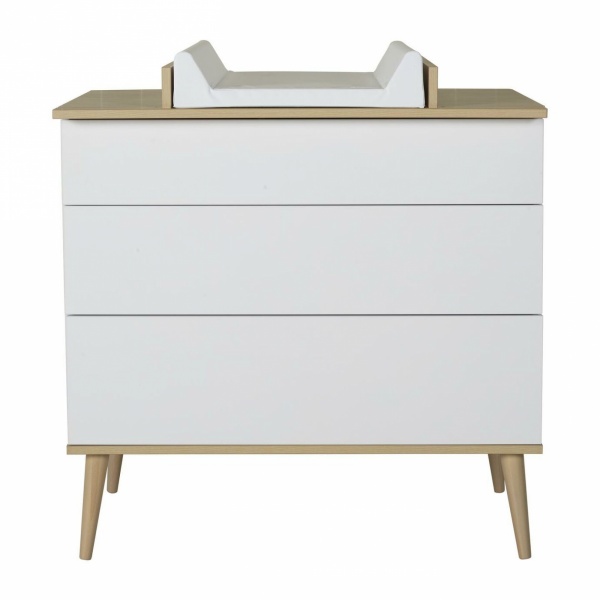 Commode 3 tiroirs flow white et oak Quax