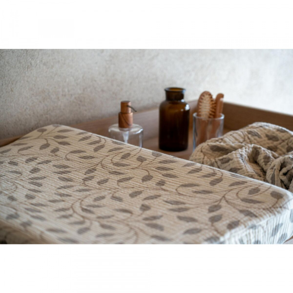 Housse de matelas à langer natural - leaf Quax