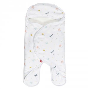 Couverture babynomade double polaire 0-6 mois happy fox / blanc