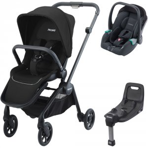 Pack poussette duo sadena black + assise et siège auto avan night black + base