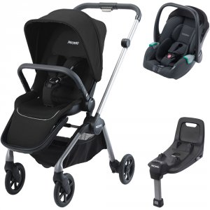 Pack poussette duo sadena alu + assise et siège auto avan night black + base