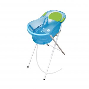 Baignoire 0-6 mois bleue translucide avec transat intégré + petit support de baignoire Dbb remond