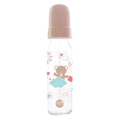 DBB REMOND Biberon verre ourson 240 ml régul'air tétine silicone taupe