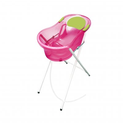 DBB REMOND Baignoire 0-6 mois rose translucide avec transat intégré + petit support de baignoire