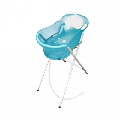 Baignoire 0-6 mois turquoise translucide avec transat intégré + petit support de baignoire