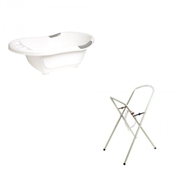 Baignoire bébé blanche avec vidange + grand support de baignoire Dbb remond
