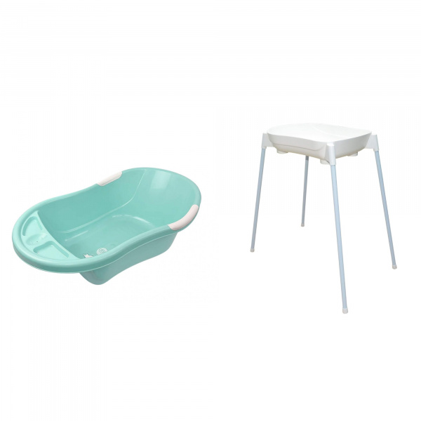 Baignoire bébé blanche avec vidange + grand support de baignoire Dbb remond