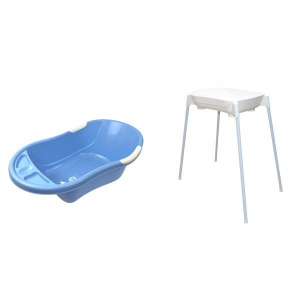 Baignoire bébé blanche avec vidange + grand support de baignoire Dbb remond