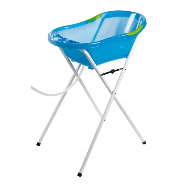 Baignoire bébé bleue avec vidange + grand support de baignoire Dbb remond