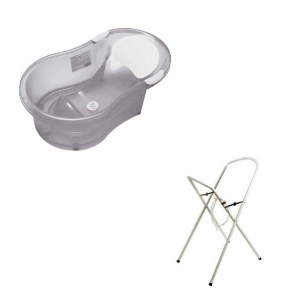 Baignoire 0-6 mois blanche avec transat intégré + petit support de baignoire Dbb remond