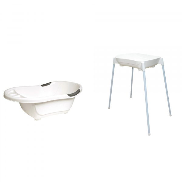 Baignoire bébé blanche avec vidange + grand support de baignoire Dbb remond