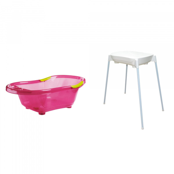 Baignoire bébé blanche avec vidange + grand support de baignoire Dbb remond