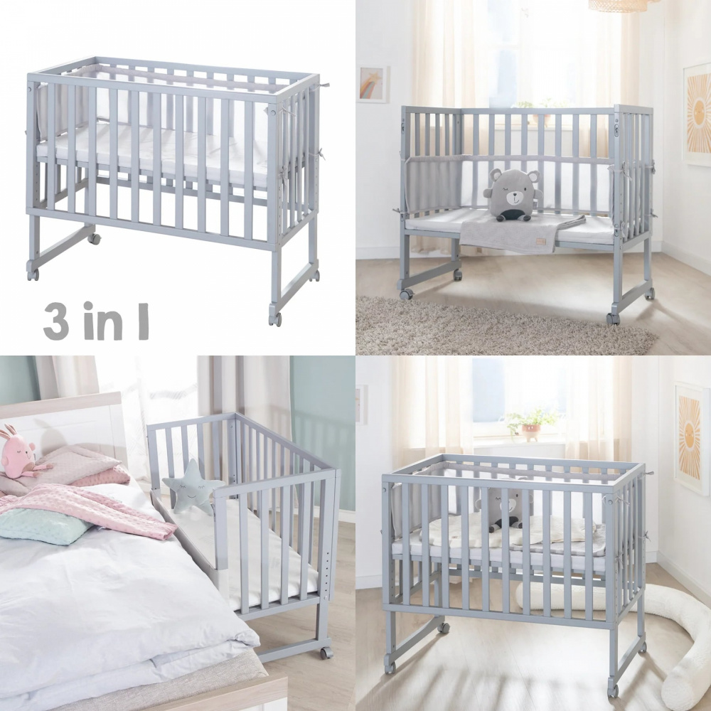 Lit en bois évolutif Kinderkraft Mia Grey avec matelas