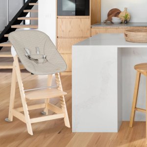 Chaise haute évolutive 2en1 born up naturel greyish matelassé Roba