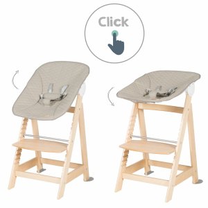 Chaise haute évolutive 2en1 born up naturel greyish matelassé Roba