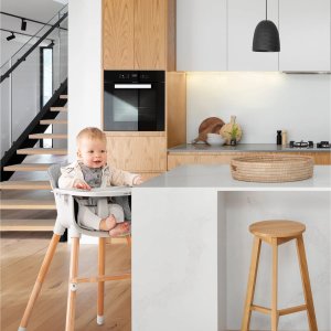 Chaise haute évolutive style up wood avec siège gris Roba