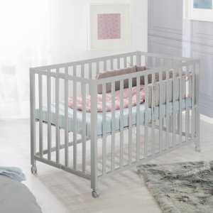 Lit pliant enfant fold up 60x120 cm bois taupe Roba