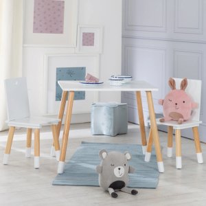Ensemble table et chaises enfant blanc laqué Roba