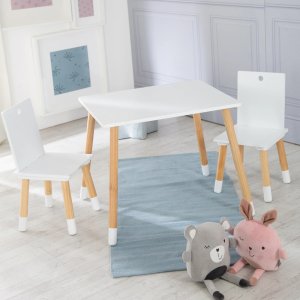 Ensemble table et chaises enfant blanc laqué Roba