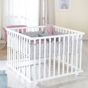 Parc bébé 100 x 100 cm blanc et tapis de parc indibear Roba