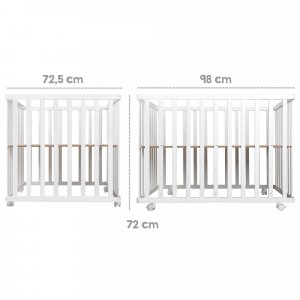 Parc bébé 75 x 100 cm bois blanc et tapis de parc vert Roba