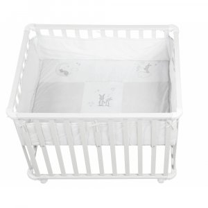 Parc bébé 75 x 100 cm blanc et tapis de parc fox & bunny Roba