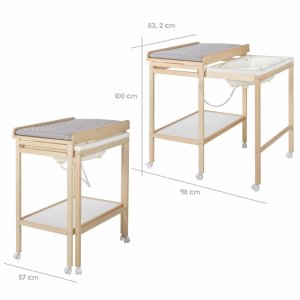 Table à langer avec baignoire baby pool et matelas à langer gris Roba