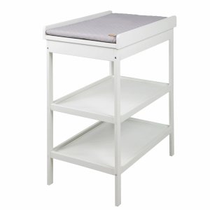 Table à langer bois blanc et matelas à langer gris Roba