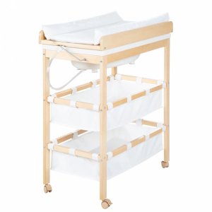 Table à langer pliable avec baignoire baby pool et matelas à langer blanc Roba