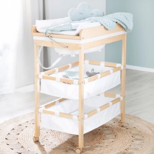 Table à langer pliable avec baignoire baby pool et matelas à langer blanc Roba