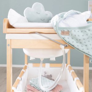 Table à langer pliable avec baignoire baby pool et matelas à langer blanc Roba