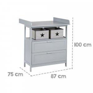Commode à langer hamburg à tiroirs grise Roba