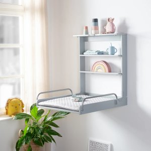 Table à langer murale avec matelas à langer taupe Roba