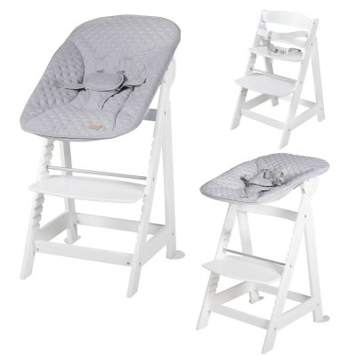 Chaise haute évolutive 2en1 born up blanc gris