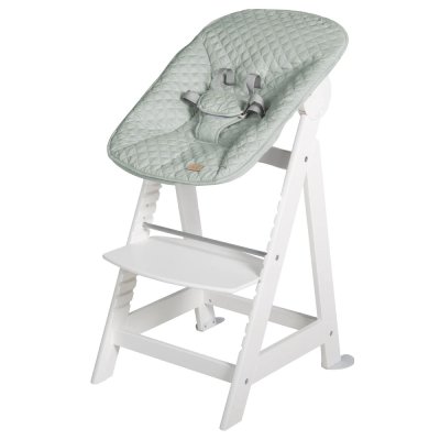 Chaise haute évolutive 2en1 born up blanc vert givré