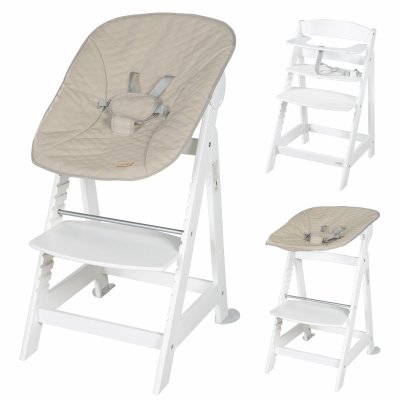Chaise haute évolutive 2en1 born up blanc greyish matelassé