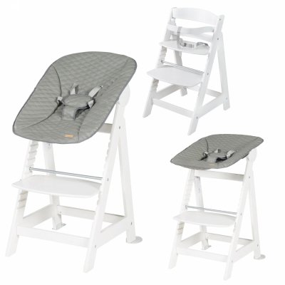 Chaise haute évolutive 2en1 born up blanc stone steppé