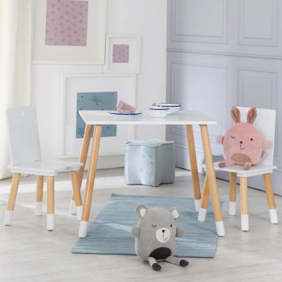 Ensemble table et chaises enfant blanc laqué