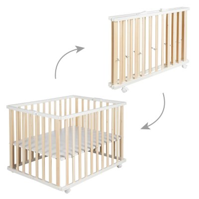 Parc bébé pliable 74 x 100 cm naturel