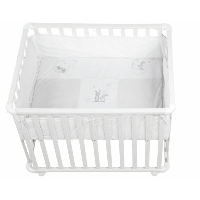 Parc bébé 75 x 100 cm blanc et tapis de parc fox & bunny