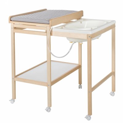 Table à langer avec baignoire baby pool et matelas à langer gris