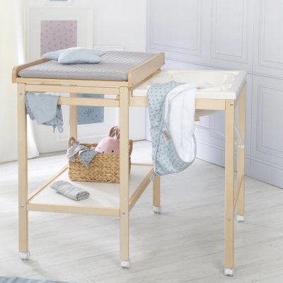 Table à langer avec baignoire baby pool et matelas à langer gris