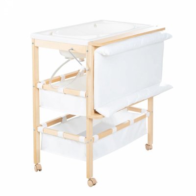 Table à langer pliable avec baignoire baby pool et matelas à langer blanc