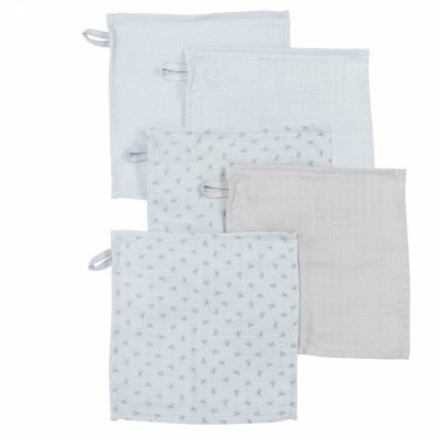 ROBA Lot de 5 gants de toilette coton bio bleu clair