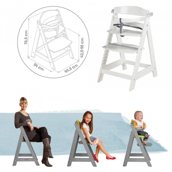 Chaise haute évolutive sit up click & fun bois blanc Roba