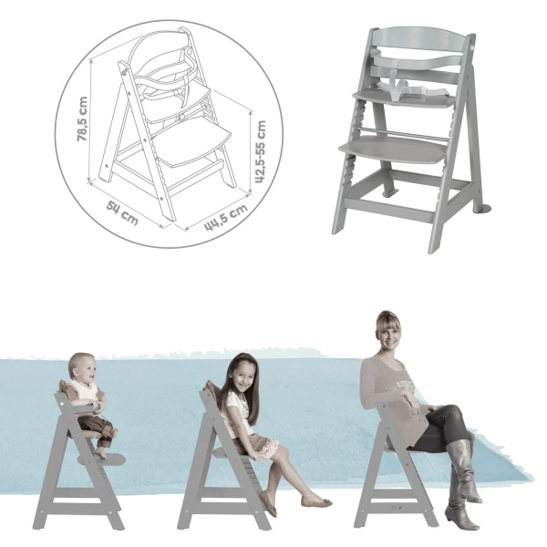 Chaise haute évolutive 2en1 born up gris miffy Roba