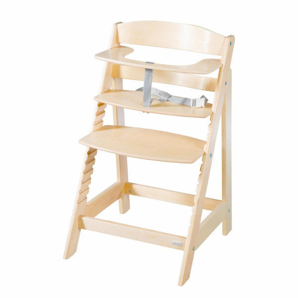 Chaise haute évolutive 2en1 born up naturel greyish matelassé Roba