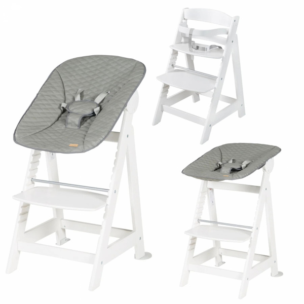 Chaise haute évolutive 2en1 born up blanc stone steppé Roba